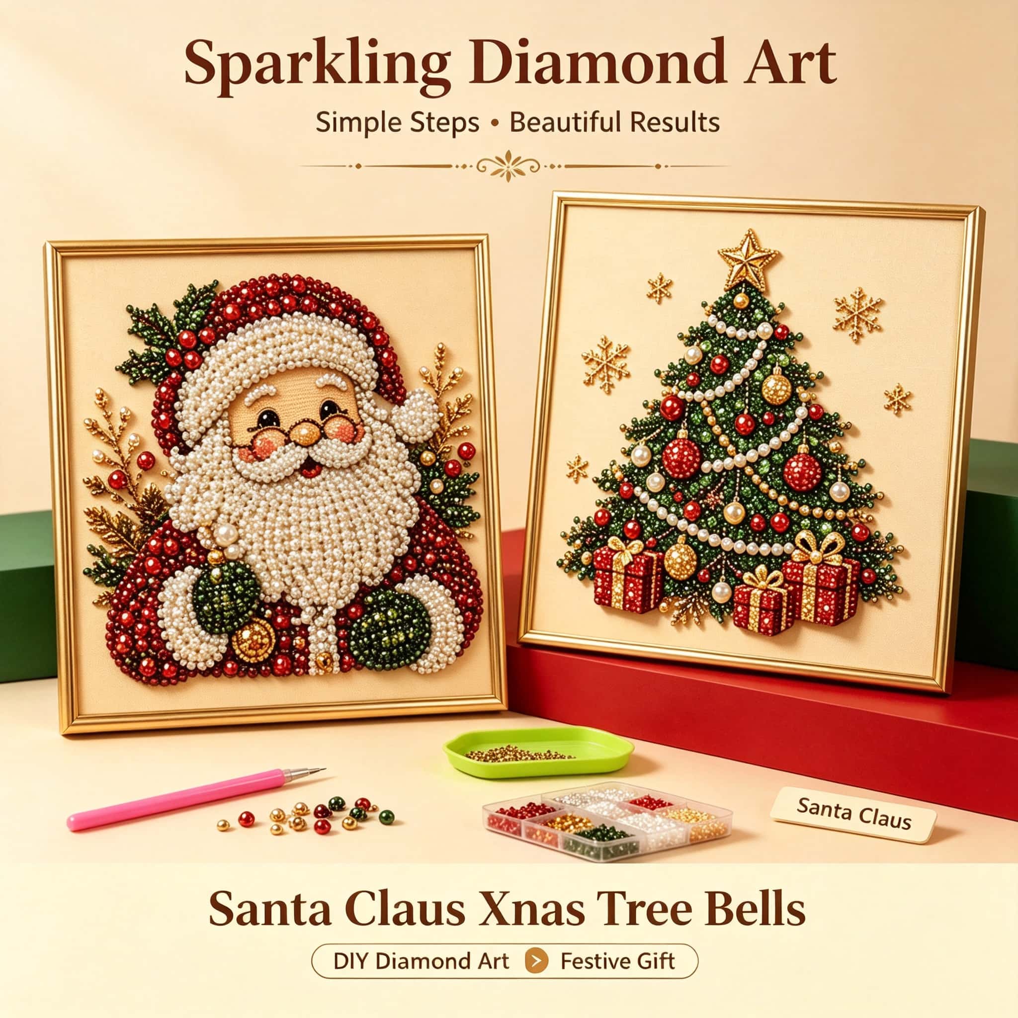 Art And Craft Xmas Tree - Christmas Diamond Art Craft Kit, Santa