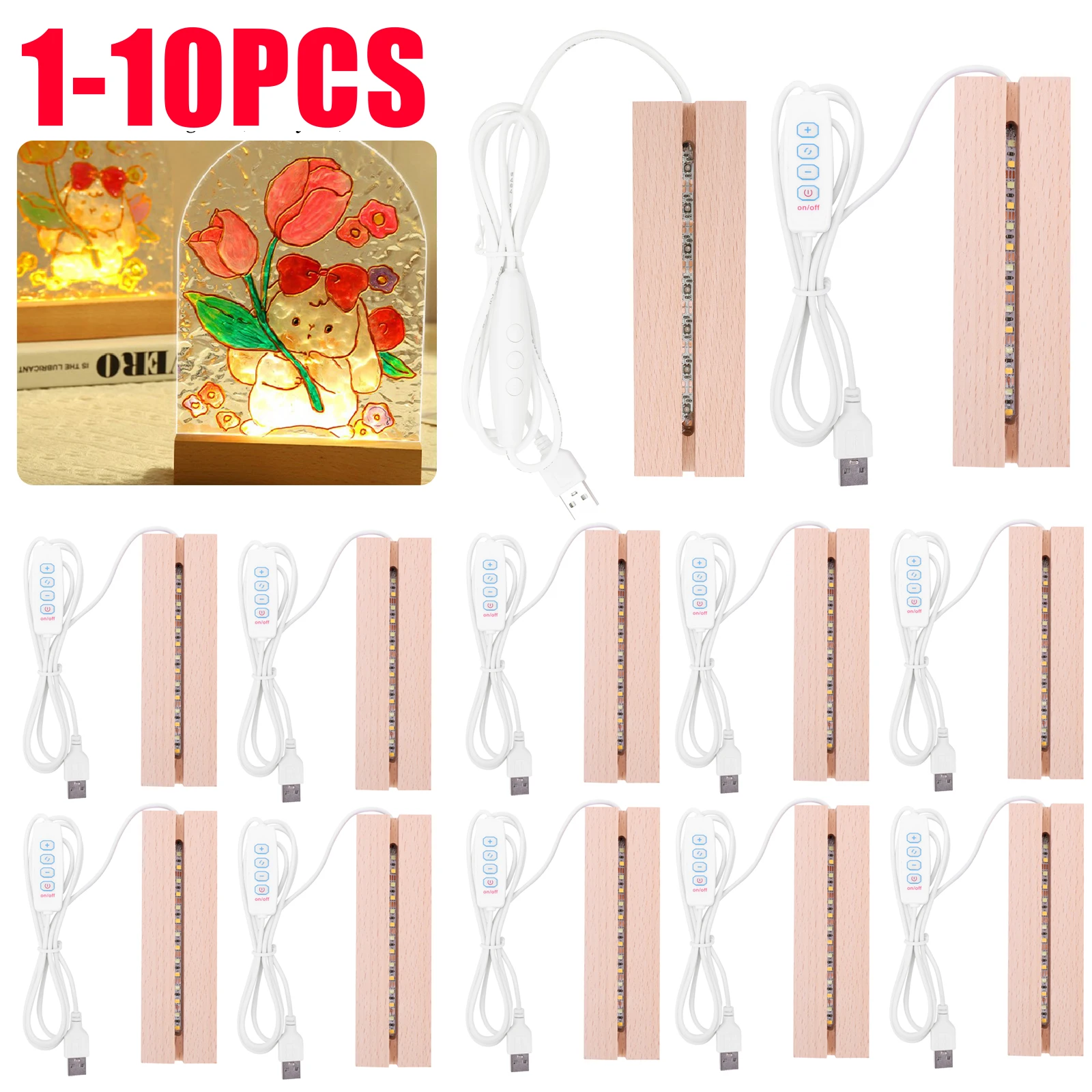 1-10pcs LED Wood Light Display - огляд і ціна Light Art And Craft