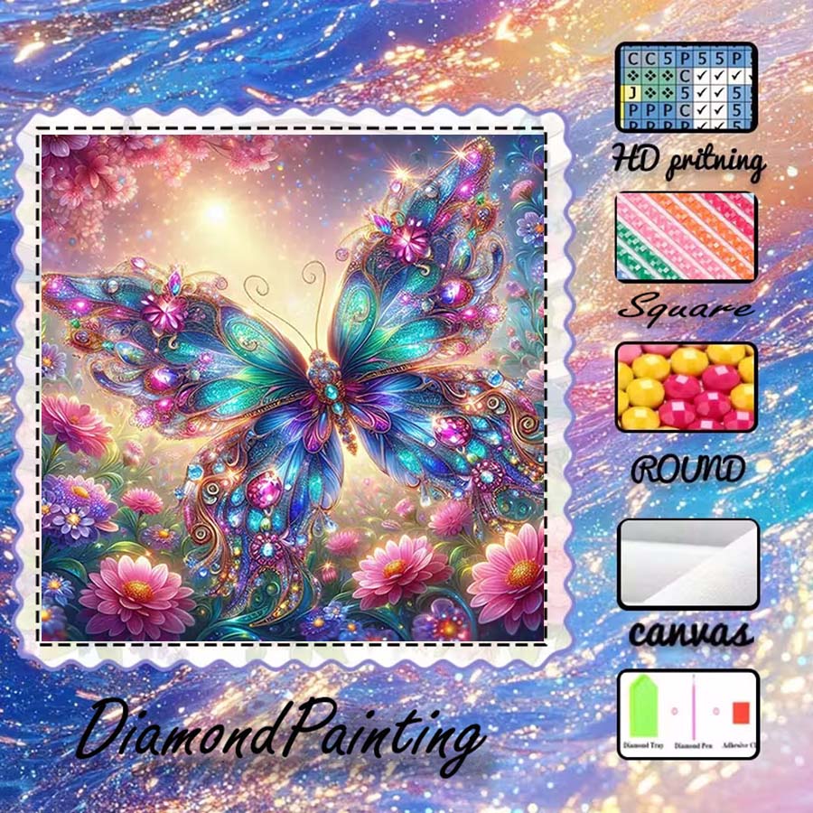 1 piece 5D DIY flocking cloth, - огляд і ціна Art Craft Butterfly